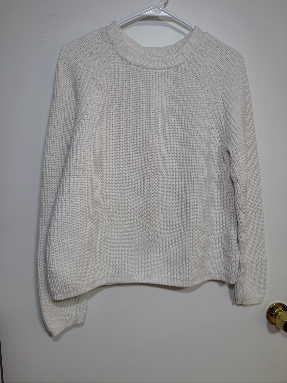 Quince 100% Organic Cotton Chunky Knit Crewneck Sweater Cream Medium